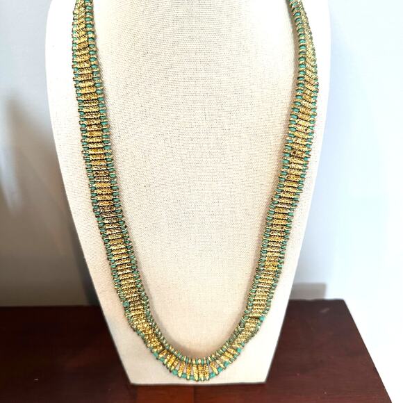 House of Tuhina Made in India Gold Green Necklace Heavy Statement Ethnic Exotic - Picture 11 of 13